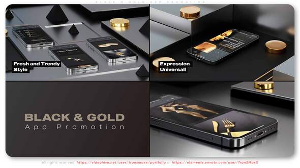 Videohive Black N Gold App Promotion Product Promo template preview
