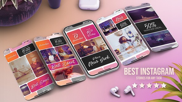 Videohive Event Promo Split Screen Vertical Video Reels Red Slideshow Video Displays template preview