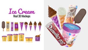 Videohive Ice Cream Real 3D Mockups Product Promo template preview