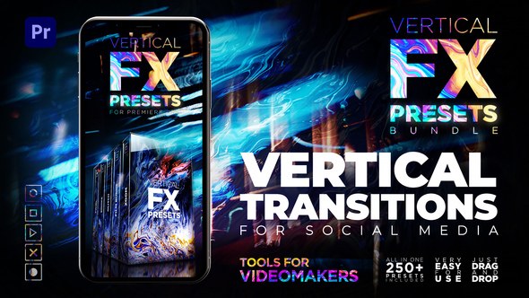 Vertical Transitions Pack for Premiere Pro Premiere Pro template preview