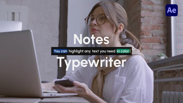 Videohive Notes Typing UI Titles template preview
