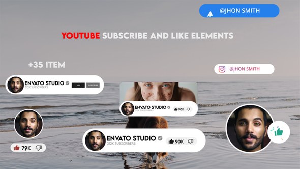 Videohive Youtube Subscribe And like elements Elements template preview