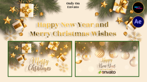 Videohive Happy New Year and Merry Christmas Wishes Broadcast-packages template preview