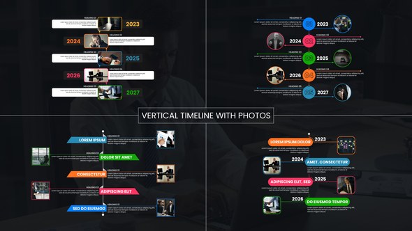 Videohive Vertical Timeline With Photos Infographics template preview
