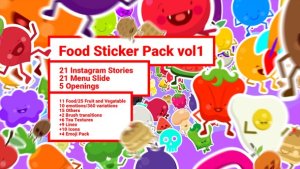 Food Sticker Pack/ Emoji/ Stories/ Restaurant/ Mask/ Snapchat/ App/ IGTV/ Tracking/ AE Face Tools Video Displays template preview