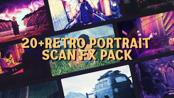 Videohive Retro Portrait Scan FX вЂ“ VHS Grunge Texture & Analog Frame Pack Elements template preview