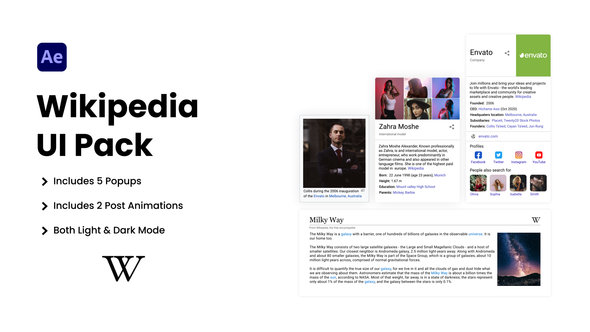 Videohive Wikipedia UI Pack Elements template preview
