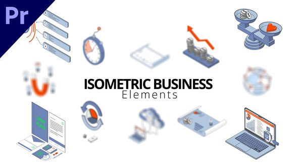 Isometric Business Elements Premiere Pro template preview