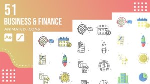 Videohive 51 Business & Finance animated icons pack | After Effects Template & Lottie Animation Elements template preview
