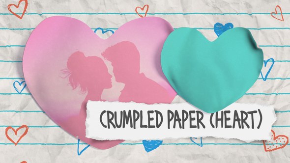 Videohive Crumpled Paper (Heart) Video Displays template preview