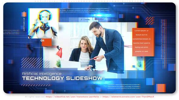 Videohive Artificial Intelligence Technology Slideshow Video Displays template preview