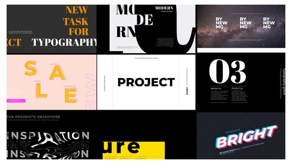 Videohive Bright Typography Glitch Titles template preview