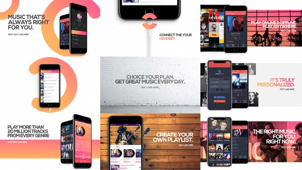 Music App Promo Video Displays template preview