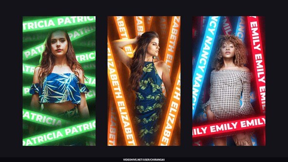 Videohive Neon Type Seamless Stories Openers template preview