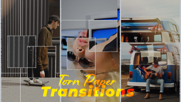 Videohive Verical Torn Paper Transitions Elements template preview