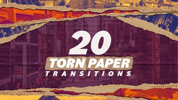 Videohive Torn Paper Transitions 46175122 Elements template preview