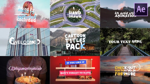 Videohive Cartoon Titles Pack | After Effects Template Titles template preview