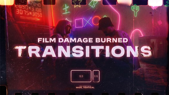 Film Damage Burned Transitions Elements template preview