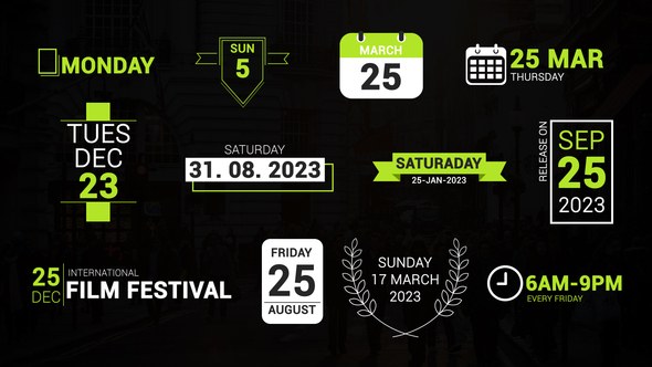 Videohive Time & Date Titles Elements template preview