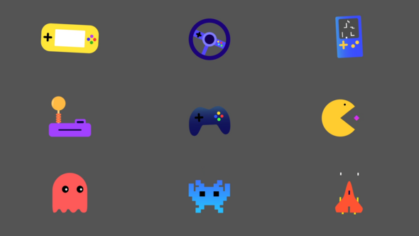 Videohive Retro Gaming Icons for After Effects Elements template preview