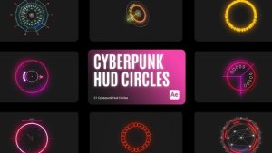 Videohive Cyberpunk HUD Circles for After Effects Elements template preview