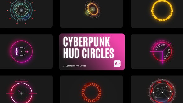 Videohive Cyberpunk HUD Circles for After Effects Elements template preview