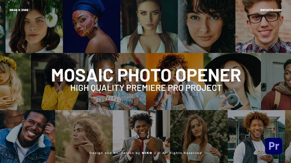 Mosaic Logo Opener Premiere Pro template preview