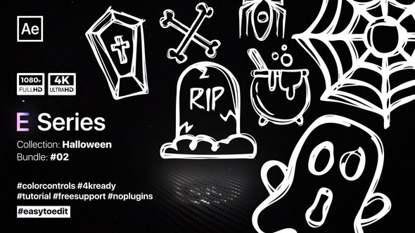 Videohive Doodle Halloween Elements Elements template preview