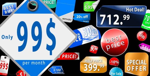 Collection of Sticker Labels & Price Tags Video Displays template preview
