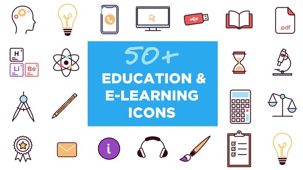Videohive 50+ Animated Icons for Education and E-learning Broadcast-packages template preview