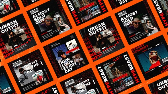 Videohive Madness Streetwear Fashion Posts Product Promo template preview