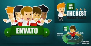 Corporate Sticker Cartoon with Kinetic Typo Video Displays template preview