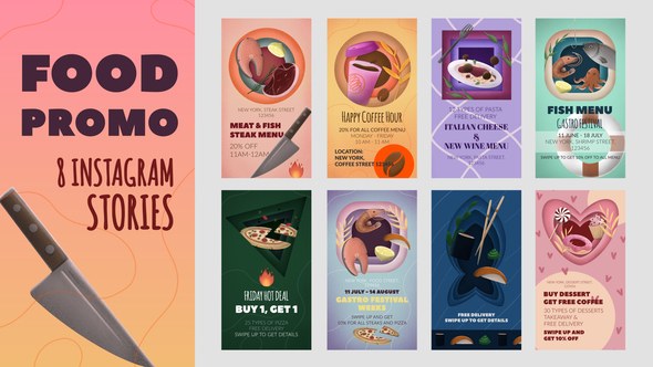Videohive Food Promo Instagram Stories Pack Product Promo template preview