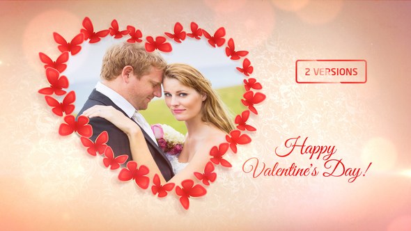 Sweet Butterflies: Valentine's Day Card Video Displays template preview