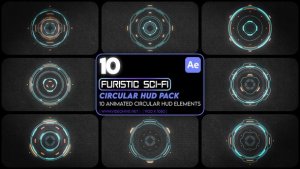 Videohive 10 Futuristic Sci-fi Circular HUD Pack Infographics template preview