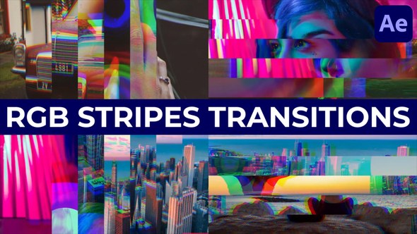 Videohive RGB Stripes Transitions for After Effects Elements template preview