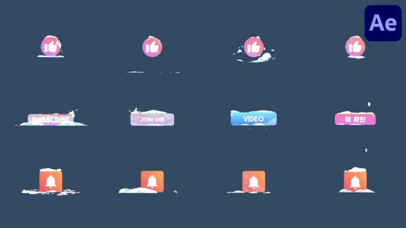 Videohive Snow Social Media Subscribe Buttons | After Effects Titles template preview