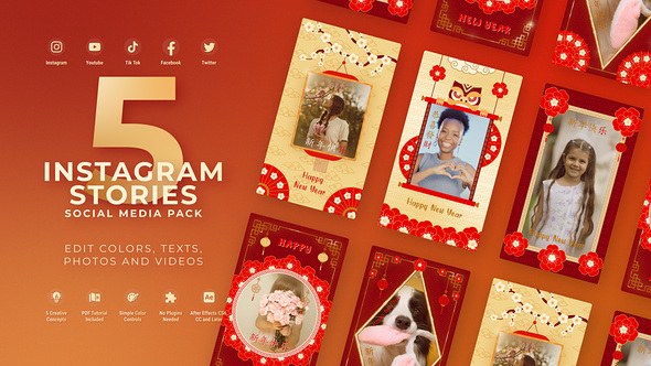 Videohive Chinese New Year Snake Stories Video Displays template preview