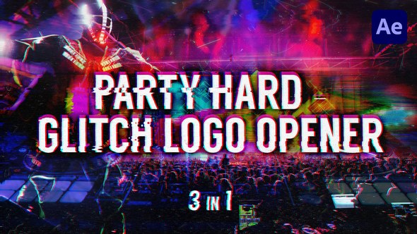 Videohive Party Hard - Glitch Logo Opener Openers template preview