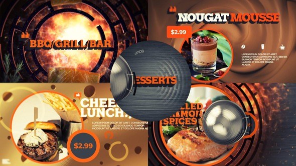 Videohive Barbecue Grill Bar Dessert Menu Product Promo template preview