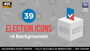 39 Flat USA Election Icons Video Displays template preview