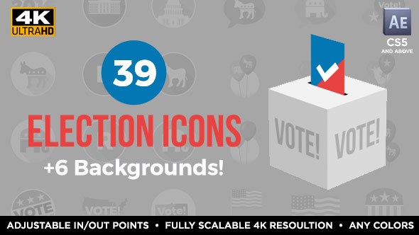 39 Flat USA Election Icons Video Displays template preview