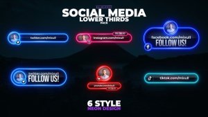 Videohive Neon Social Media Lower Thirds 46568000 Elements template preview