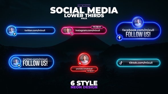 Videohive Neon Social Media Lower Thirds 46568000 Elements template preview
