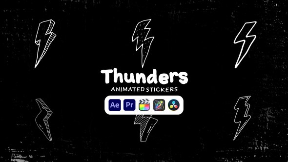 Videohive Thunders Animated Stickers Elements template preview