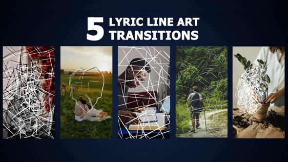 Videohive Lyric Line Art Transitions for After Effects Elements template preview