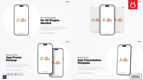 Videohive Phone Pro15 Mockup Pack | App Preview Product Promo template preview