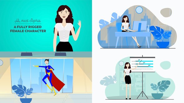 Videohive Corporate Female Character Toolkit Vol.1 Product Promo template preview