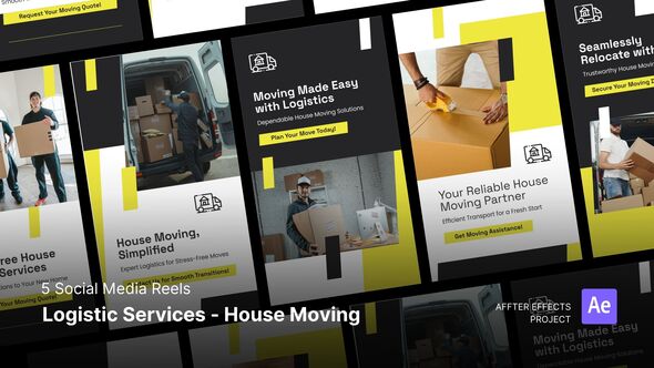 Videohive Social Media Reels - Logistic Services - House Moving After Effects Template Product Promo template preview