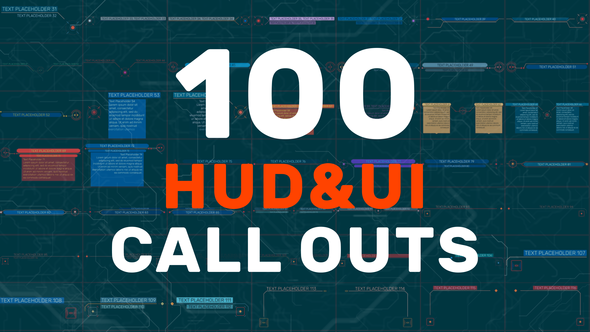 Videohive 100 HUD UI Call Outs Titles template preview